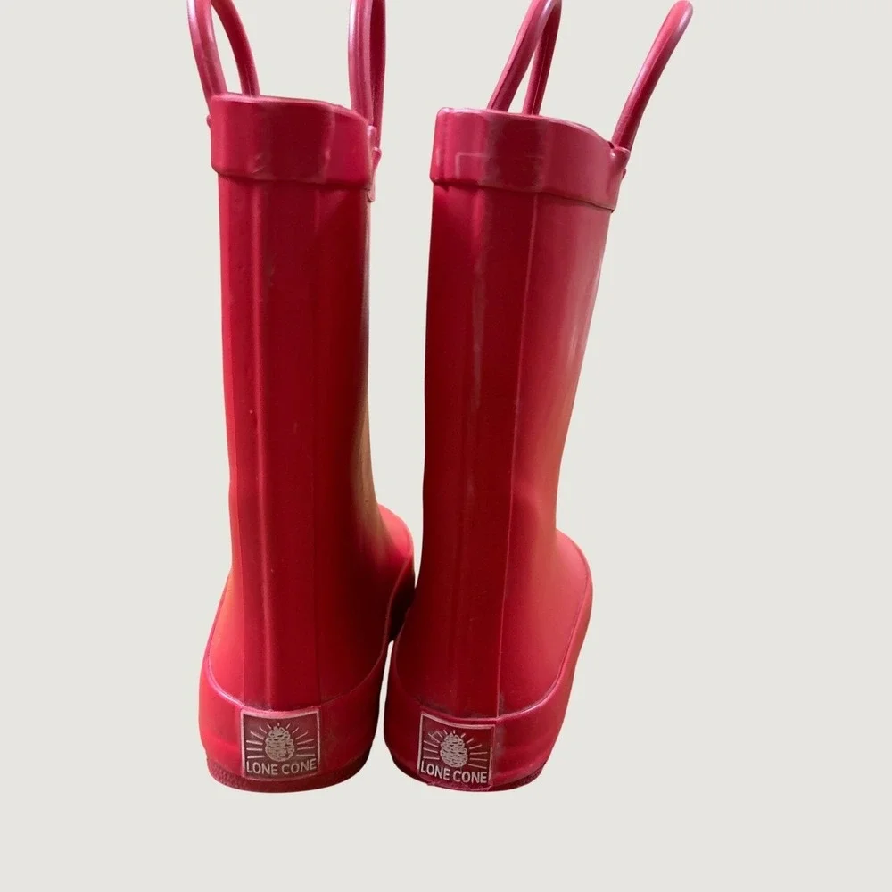 Lone Cone Rain Boots Kids Red Classic Waterproof Pull On SIZE 8